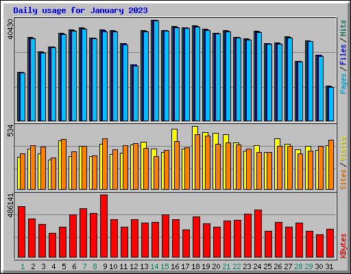 Daily usage for January 2023