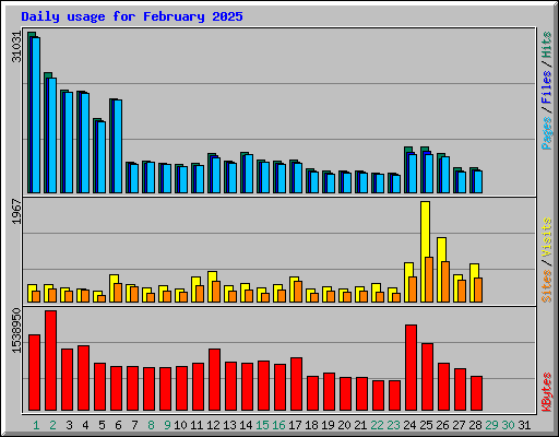 Daily usage for February 2025